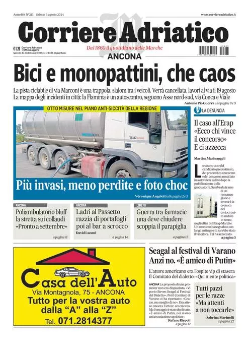 Prima-pagina-corriere adriatico-edizione-di-oggi-03-08-2024